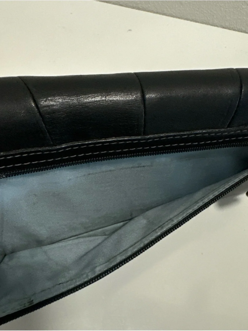 Coach Black Leather Clutch with Buckle Accent